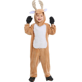 Festive Christmas Reindeer Costume for Children's Halloween Plays and Performances Khaki