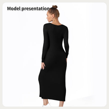 Lusy Store Women's Fashion Simple Solid Color Dress Dresses