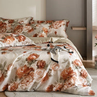 Flower Tencel Digital Printed Bedding Set - Four-Piece Set NITI Coffee