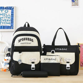 Four-piece Schoolbag Set for Junior and Senior High School Black