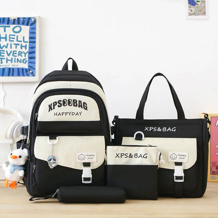 Four-piece Schoolbag Set for Junior and Senior High School Black
