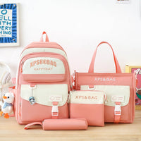 Four-piece Schoolbag Set for Junior and Senior High School Pink