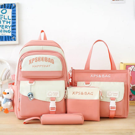 Four-piece Schoolbag Set for Junior and Senior High School Pink