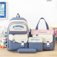Four-piece Schoolbag Set for Junior and Senior High School Blue