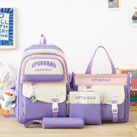 Four-piece Schoolbag Set for Junior and Senior High School Purple