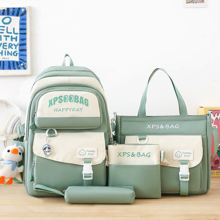 Four-piece Schoolbag Set for Junior and Senior High School Green