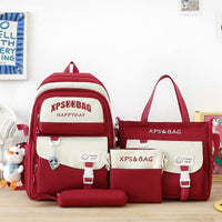 Four-piece Schoolbag Set for Junior and Senior High School Red