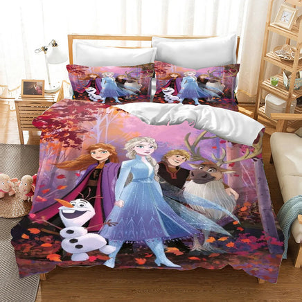 Frozen Duvet Cover Queen King Size Comforter Bedding Sets Cute Children Cartoon 3-Piece Set 6