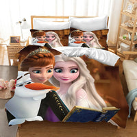 Frozen Duvet Cover Queen King Size Comforter Bedding Sets Cute Children Cartoon 3-Piece Set 2