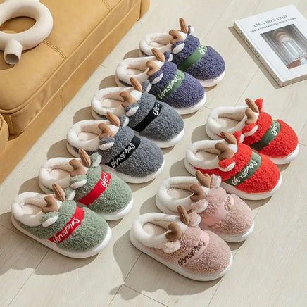 Lusy Store LLC Thick Sole Christmas Deer Slippers Slipper