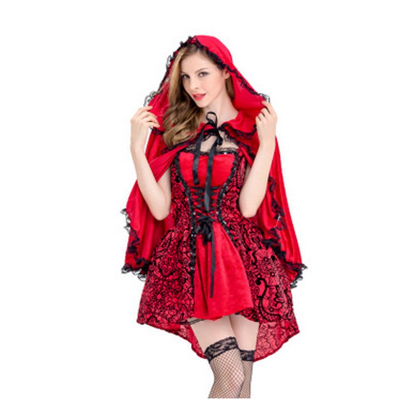 Gothic Halloween Red Hat Costume Cloak - Lusy Store LLC