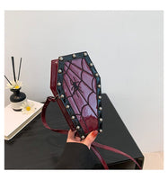 Gothic Style Halloween Coffin Shoulder Bag: European/American Dark Personality Ghost-inspired Design Spider Web Red