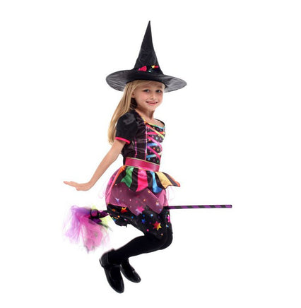 Halloween Costume Ball Outfit for Children Cute Rainbow Witch Outfit