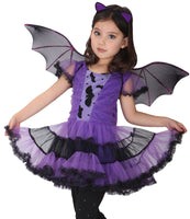 Halloween Costume Ball Outfit for Children Purple Bat Witch Costume