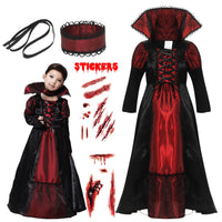 Halloween Costume Ball Outfit for Children Black And Red Vampire Skirt