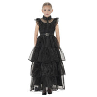 Halloween Costume Ball Outfit for Children Wednesday Black Dress