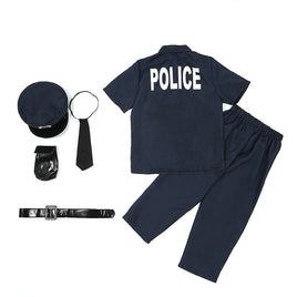 Halloween Costume: Boys' Police Officer Uniform Outfit Blue Excluding Props