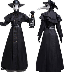 Halloween Dark Dungeon Hero Costume Crow Mouth Plague Doctor Costume Black Set