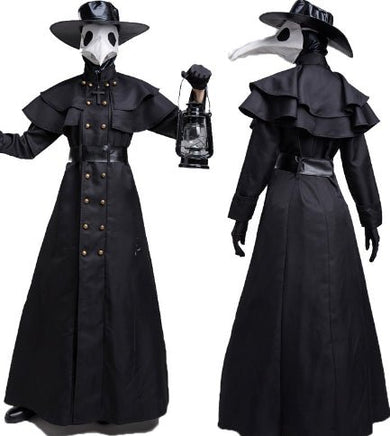 Halloween Dark Dungeon Hero Costume Crow Mouth Plague Doctor Costume Black Set