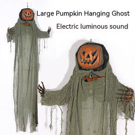 Halloween Hanging Ghost with Voice Control for a Spooky Haunted House - Electric Horror Props Pumpkin Hanging Ghost