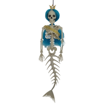 Halloween Hanging Mermaid Bone Pendant Outdoor Decoration for Courtyard Lake Blue