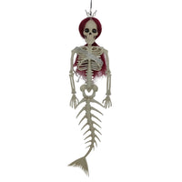 Halloween Hanging Mermaid Bone Pendant Outdoor Decoration for Courtyard Wine Red