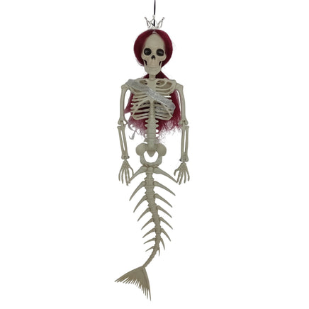 Halloween Hanging Mermaid Bone Pendant Outdoor Decoration for Courtyard Wine Red