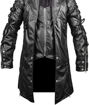 Halloween Medieval Style Leather Coat for Plus Size Punk Goth Costume - Lusy Store LLC