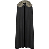 Halloween Medieval Woolen Coat Cloak - Retro Style Black