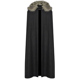Halloween Medieval Woolen Coat Cloak - Retro Style Black