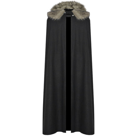 Halloween Medieval Woolen Coat Cloak - Retro Style Black