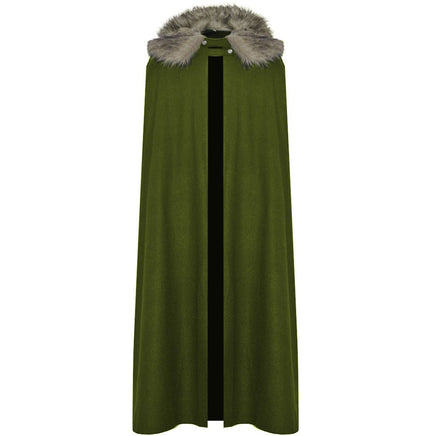 Halloween Medieval Woolen Coat Cloak - Retro Style Army Green