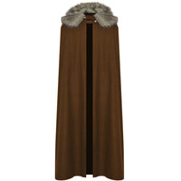Halloween Medieval Woolen Coat Cloak - Retro Style Brown