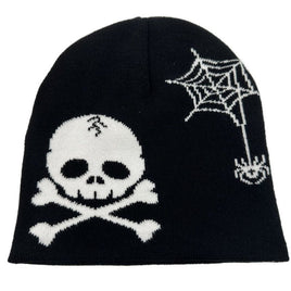 Halloween Pirate Skull Knitted Hat for Party Black Adjustable