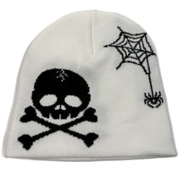 Halloween Pirate Skull Knitted Hat for Party White Adjustable