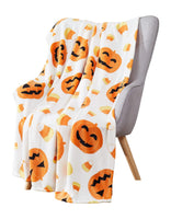Halloween Pumpkin Bat Holiday Flannel Blanket No 1