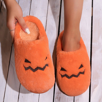Halloween Pumpkin Cotton Slippers for the Home Orange