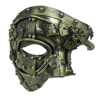 Halloween Steampunk Masquerade Party Half Face Mask Gold