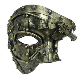 Halloween Steampunk Masquerade Party Half Face Mask Gold
