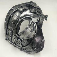 Halloween Steampunk Masquerade Party Half Face Mask Silver