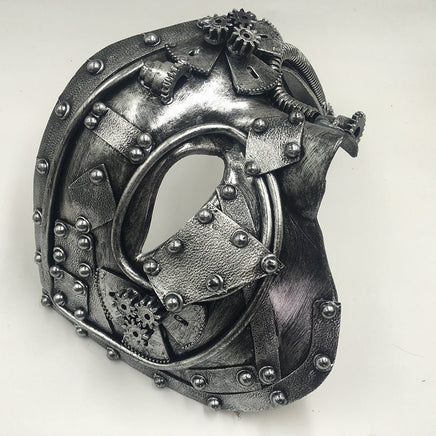 Halloween Steampunk Masquerade Party Half Face Mask Silver