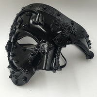 Halloween Steampunk Masquerade Party Half Face Mask Black