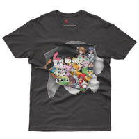 Hello Kitty and friend tee shirt - Cute funny graphic tees - Unisex novelty cotton t shirt Black