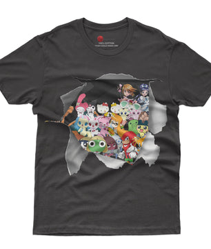 Hello Kitty and friend tee shirt - Cute funny graphic tees - Unisex novelty cotton t shirt - Lusy Store LLC