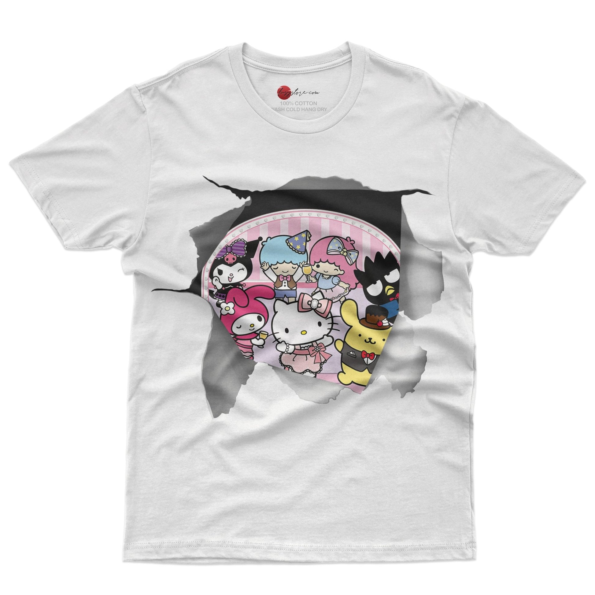 Hello Kitty and friend tee shirt - Cute funny graphic tees - Unisex novelty cotton t shirt - Lusy Store LLC