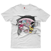 Hello Kitty and friend tee shirt - Cute funny graphic tees - Unisex novelty cotton t shirt White
