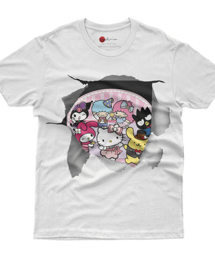 Hello Kitty and friend tee shirt - Cute funny graphic tees - Unisex novelty cotton t shirt - Lusy Store LLC