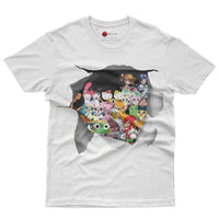 Hello Kitty and friend tee shirt - Cute funny graphic tees - Unisex novelty cotton t shirt White