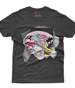 Hello Kitty and friend tee shirt - Cute funny graphic tees - Unisex novelty cotton t shirt - Lusy Store LLC