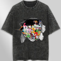Hello Kitty and friend tee shirt - Cute funny graphic tees - Unisex wide sleeve style Dark Gray